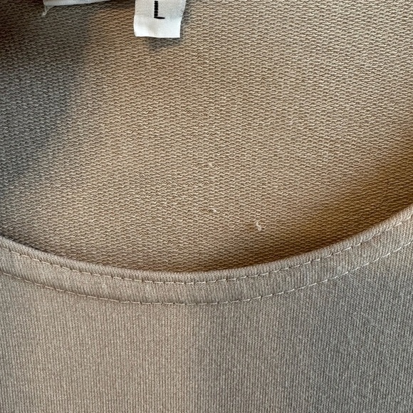 Bryn Walker Beige Grey Asymmetrical Hem Oversized Lagenlook Tunic Blouse Sz Lg - Picture 10 of 12